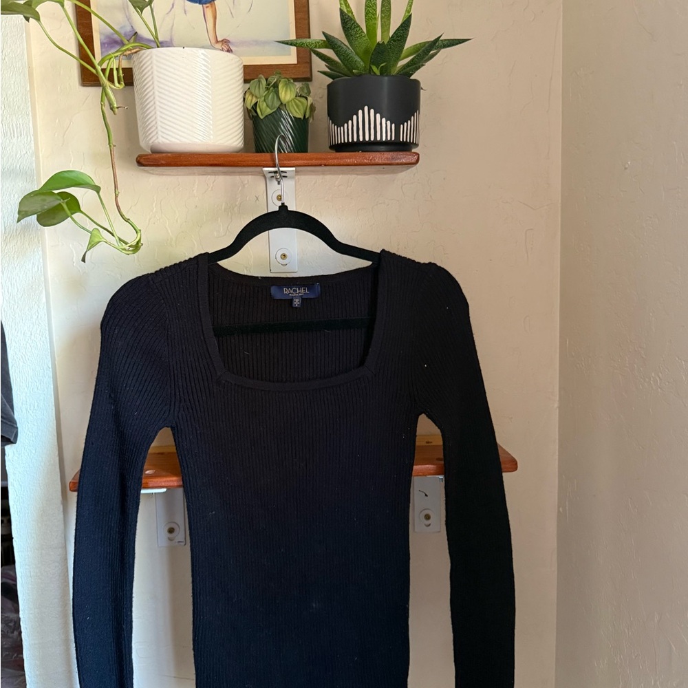 RACHEL Rachel Roy Elegant Black Scoop Neck Sweater